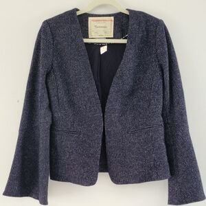 NWT Anthropologie Cartonnier navy stripe bell sleeve blazer size 6